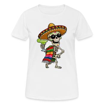 Fiesta Skeleton with Sombrero and Margarita - Women's Breathable T-Shirt - white - Front - AI Model Female 172 dark (172cm)