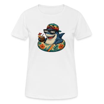 Requin d’été avec vibraons Ambiance d’été - T-shirt respirant Femme - blanc - Devant - AI Model Female 172 dark (172cm)