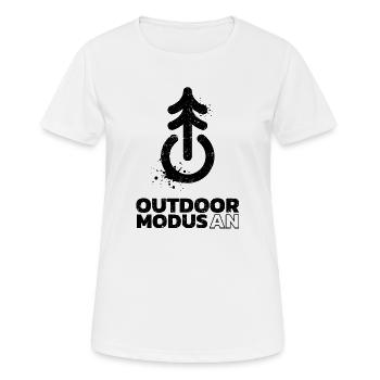 Outdoor mode on – Power Button - Women's Breathable T-Shirt - white - Front - AI Model Female 172 dark (172cm)