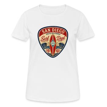 Surfeur rétro San Diego 1961 - T-shirt respirant Femme - blanc - Devant - AI Model Female 172 dark (172cm)
