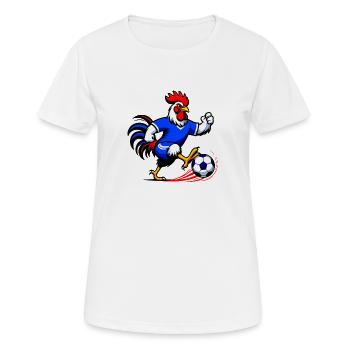 Coq Foot Bleu Dynamique - sport - T-shirt respirant Femme - blanc - Devant - AI Model Female 172 dark (172cm)