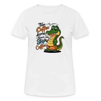 Diction du dessin animé du crocodile au café - T-shirt respirant Femme - blanc - Devant - AI Model Female 172 dark (172cm)