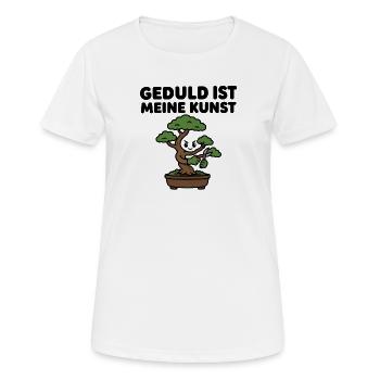 Bonsai-Baum – Geduld ist meine Kunst – Zen Design - Frauen T-Shirt atmungsaktiv - Weiß - Vorne - AI Model Female 172 dark (172cm)
