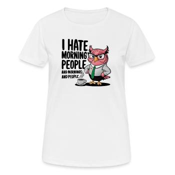 Business owl in suit with coffee - Women's Breathable T-Shirt - white - Front - AI Model Female 172 dark (172cm)