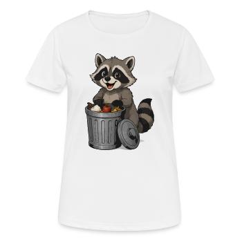 Un raton laveur avec des fruits dans la poubelle - T-shirt respirant Femme - blanc - Devant - AI Model Female 172 dark (172cm)
