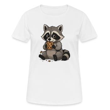 Raton laveur câlin avec biscuit - T-shirt respirant Femme - blanc - Devant - AI Model Female 172 dark (172cm)