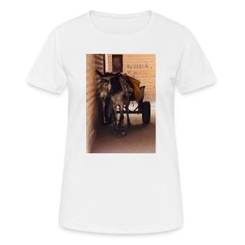Âne avec un chariot dans le noir - T-shirt respirant Femme - blanc - Devant - AI Model Female 172 dark (172cm)