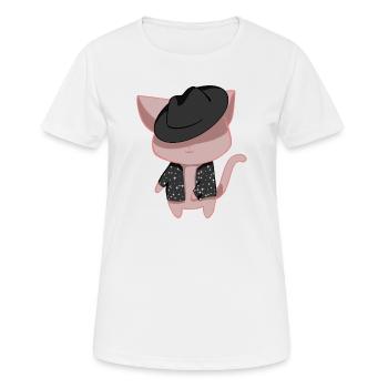 Chat danseur - T-shirt respirant Femme - blanc - Devant - AI Model Female 172 dark (172cm)