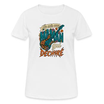 Je Suis Une Maman Qui Déchire Guitare Rock - T-shirt respirant Femme - blanc - Devant - AI Model Female 172 dark (172cm)
