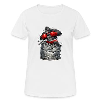 Gorilla boxer out of the barrel - Women's Breathable T-Shirt - white - Front - AI Model Female 172 dark (172cm)