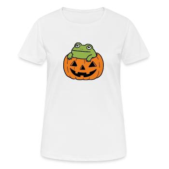 Cute Frog Halloween Pumpkin - Women's Breathable T-Shirt - white - Front - AI Model Female 172 dark (172cm)