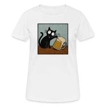 Chat de la bière, Amoureux de la bière, Boire de la bière, Chats - T-shirt respirant Femme - blanc - Devant - AI Model Female 172 dark (172cm)