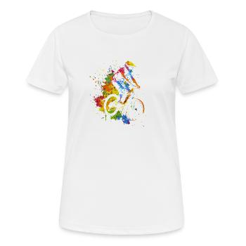 Cycliste VTT des années 90 - T-shirt respirant Femme - blanc - Devant - AI Model Female 172 dark (172cm)
