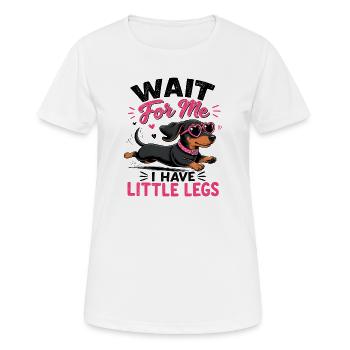 Attends-moi : Petit chien aux os fins - T-shirt respirant Femme - blanc - Devant - AI Model Female 172 dark (172cm)
