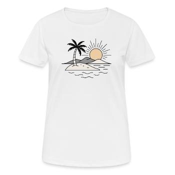 Conception minimaliste de vacances au coucher de soleil sur une île tropicale - T-shirt respirant Femme - blanc - Devant - AI Model Female 172 dark (172cm)