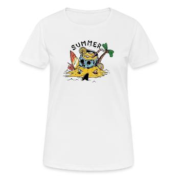 Conception de l’île de la plage du crâne d’été - T-shirt respirant Femme - blanc - Devant - AI Model Female 172 dark (172cm)