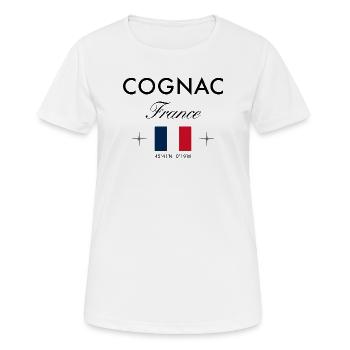 Cognac Frankreich Koordinaten Reise Souvenir - Frauen T-Shirt atmungsaktiv - Weiß - Vorne - AI Model Female 172 dark (172cm)