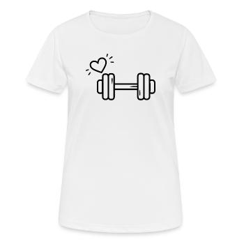 Passion Fitness Heart Dumbbell T-shirt - Women's Breathable T-Shirt - white - Front - AI Model Female 172 dark (172cm)