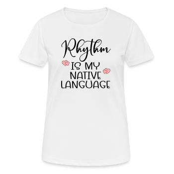 Langage de la danse rythmique - T-shirt respirant Femme - blanc - Devant - AI Model Female 172 dark (172cm)