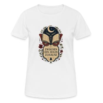 Zwischen den Zeilen zuhause – Bücherliebe - Frauen T-Shirt atmungsaktiv - Weiß - Vorne - AI Model Female 172 dark (172cm)