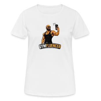 Gymfluencer – Bête Selfie – Édition Barbe - T-shirt respirant Femme - blanc - Devant - AI Model Female 172 dark (172cm)