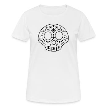 Calavera - Crâne à motifs - noir - T-shirt respirant Femme - blanc - Devant - AI Model Female 172 dark (172cm)