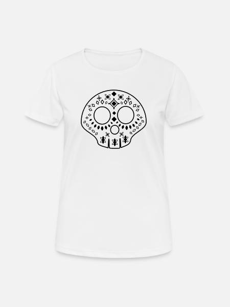 calavera - patterned skull - black - Women's Breathable T-Shirt - white