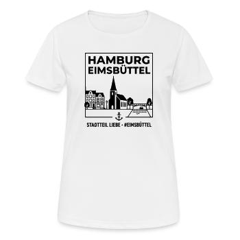 Hamburg Eimsbüttel - Frauen T-Shirt atmungsaktiv - Weiß - Vorne - AI Model Female 172 dark (172cm)
