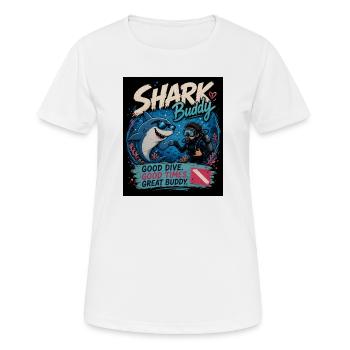 Aventure de plongeur Shark Buddy - T-shirt respirant Femme - blanc - Devant - AI Model Female 172 dark (172cm)