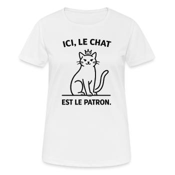  Ici Le Chat Est Le Patron - T-shirt respirant Femme - blanc - Devant - AI Model Female 172 dark (172cm)