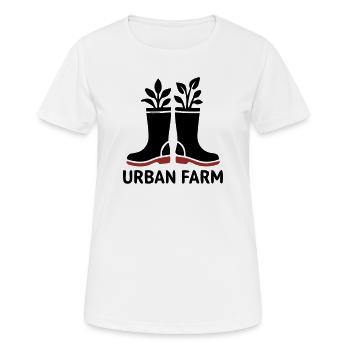 Urban Farm Gummistiefel Logo - Frauen T-Shirt atmungsaktiv - Weiß - Vorne - AI Model Female 172 dark (172cm)