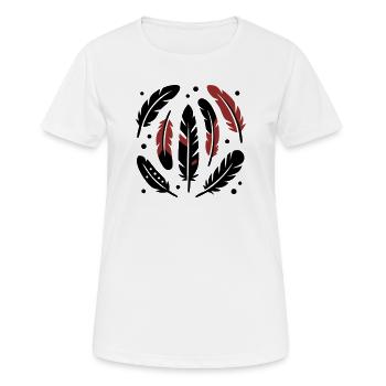 Logo du cercle de plumes d’oiseau - T-shirt respirant Femme - blanc - Devant - AI Model Female 172 dark (172cm)