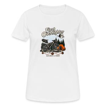 Erster Übernachtungs-Offroad-Radsport-Party-Rhythmus - Frauen T-Shirt atmungsaktiv - Weiß - Vorne - AI Model Female 172 dark (172cm)