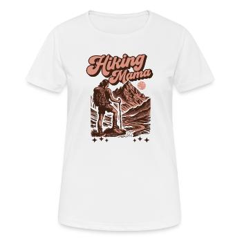 Randonnée - Aventure en plein air - Maman randonneuse - T-shirt respirant Femme - blanc - Devant - AI Model Female 172 dark (172cm)