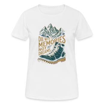 Wandern – Outdoor-Abenteuer – Mit Erinnerungen sterben Nicht - Frauen T-Shirt atmungsaktiv - Weiß - Vorne - AI Model Female 172 dark (172cm)
