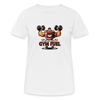 Gym Fuel 5h Haltérophile de café de l’équipe - T-shirt respirant Femme - blanc - Devant - AI Model Female 172 dark (172cm)
