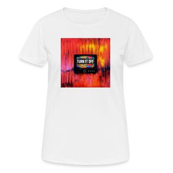 Turn It Off  typograpghy - T-shirt respirant Femme - blanc - Devant - AI Model Female 172 dark (172cm)