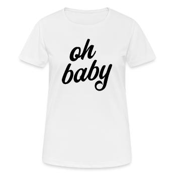 T-shirt Oh Bébé qui dit grossesse - T-shirt respirant Femme - blanc - Devant - AI Model Female 172 dark (172cm)