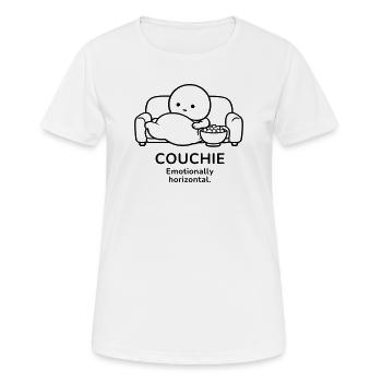 Couchie – Emotionally Horizontal | Cozy Mood - Frauen T-Shirt atmungsaktiv - Weiß - Vorne - AI Model Female 172 dark (172cm)