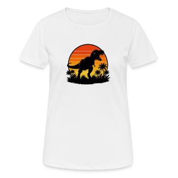 T-Rex au coucher de soleil tropical - T-shirt respirant Femme - blanc - Devant - AI Model Female 172 dark (172cm)