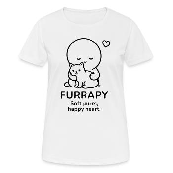 Furrapy – Soft Purrs | Happy Heart Cat Lover - Frauen T-Shirt atmungsaktiv - Weiß - Vorne - AI Model Female 172 dark (172cm)