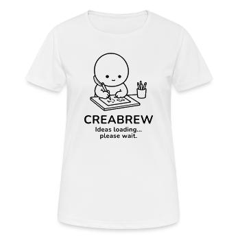 Creabrew – Ideas Loading | Creative Mind Mood - Frauen T-Shirt atmungsaktiv - Weiß - Vorne - AI Model Female 172 dark (172cm)