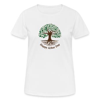Happy Arbor Day, Leaves, Tree and Roots - Women's Breathable T-Shirt - white - Front - AI Model Female 172 dark (172cm)