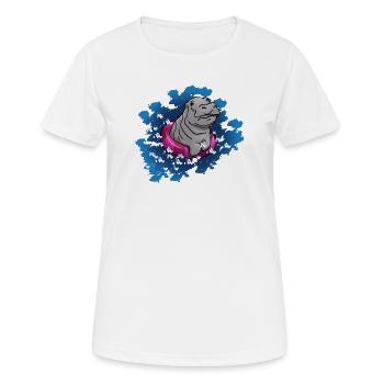 Hippopotame avec anneau de nage - T-shirt respirant Femme - blanc - Devant - AI Model Female 172 dark (172cm)