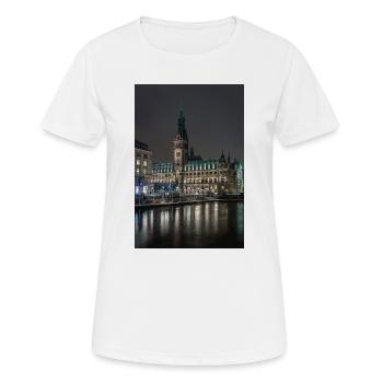 Hamburg City Hall illuminated at night - Women's Breathable T-Shirt - white - Front - AI Model Female 172 dark (172cm)