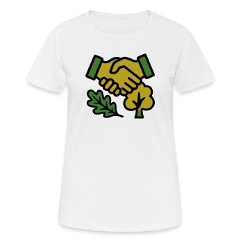 Poignée de main Logo de la Forêt Naturelle - T-shirt respirant Femme - blanc - Devant - AI Model Female 172 dark (172cm)