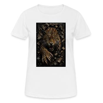 Léopard en furie parmi les blocs - T-shirt respirant Femme - blanc - Devant - AI Model Female 172 dark (172cm)