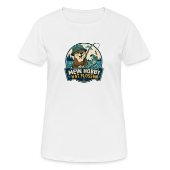 Mein Hobby hat Flossen – Angel-Otter - Frauen T-Shirt atmungsaktiv - Weiß - Vorne - AI Model Female 172 dark (172cm)