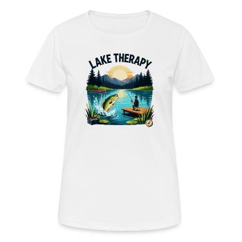 Pêche au coucher de soleil en thérapie du lac - T-shirt respirant Femme - blanc - Devant - AI Model Female 172 dark (172cm)