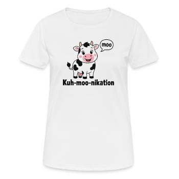  Kuh Moo Nikation Lustige Kuh Für Kinder Bauernhof - Frauen T-Shirt atmungsaktiv - Weiß - Vorne - AI Model Female 172 dark (172cm)